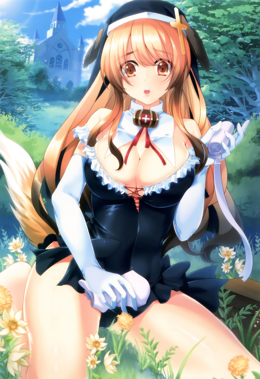 animal_ears cleavage inumimi no_bra nun pantsu shio_kouji tail