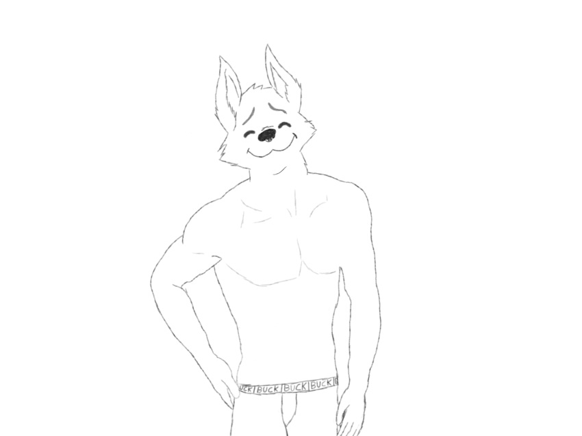 boxers_(clothing) canine clothing fox male mammal monochrome muscular sketch solo underwear vavi
