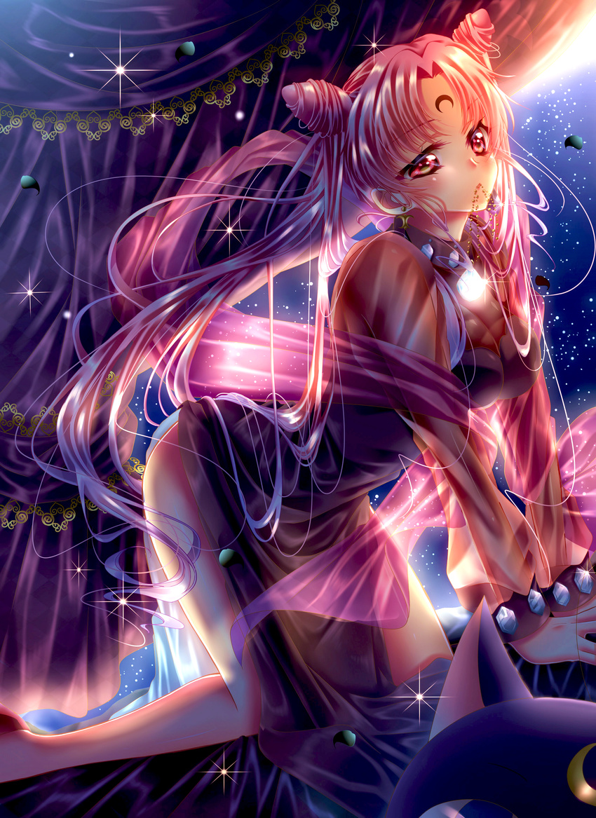 black_lady chibiusa cleavage dress heels sailor_moon see_through touki_matsuri