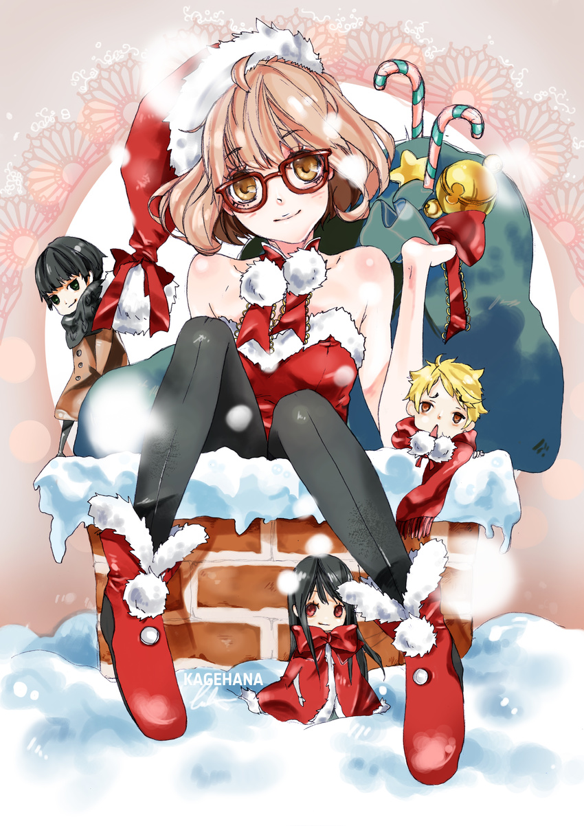 christmas kagehana_(artist) kanbara_akihito kuriyama_mirai kyoukai_no_kanata megane nase_hiroomi nase_mitsuki pantyhose