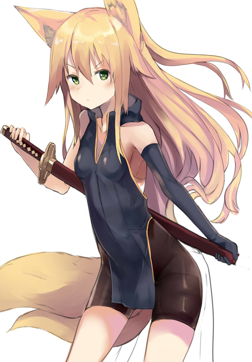 animal_ears bike_shorts haik kitsune sword tail