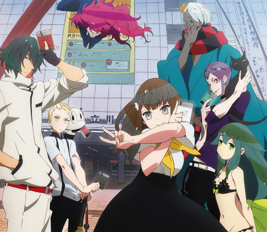 berg-katze bikini disc_cover gatchaman_crowds hibiki_joe ichinose_hajime j.j._robinson neko o.d paiman seifuku swimsuits sword tachibana_sugane utsu-tsu