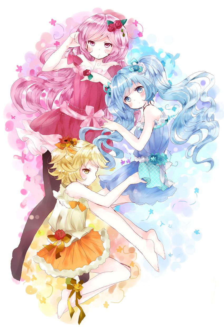 dress feet hachune_miku kagamine_rin megurine_luka pantyhose tagme tsukiyo_(skymint) vocaloid