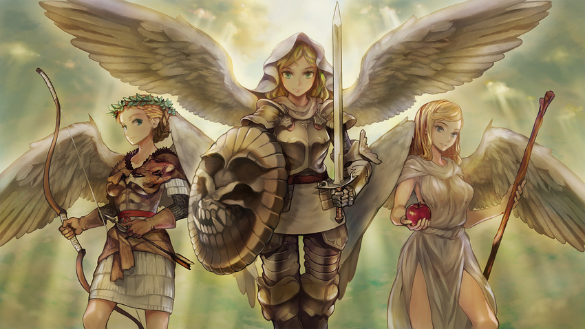 armor dragon's_crown dress no_bra noma_takafumi sword tagme weapon wings