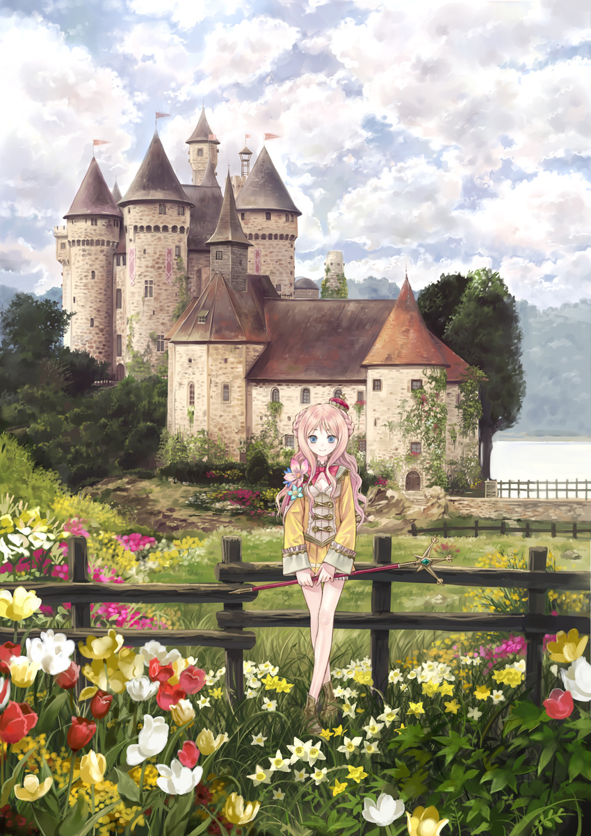 atelier atelier_meruru atelier_rorona cleavage dress kishida_mel landscape merurulince_rede_arls weapon