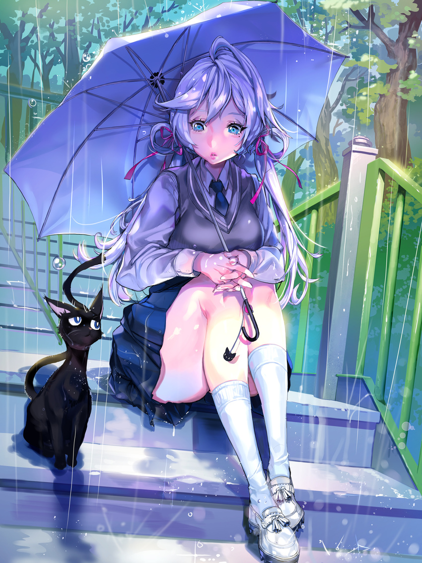 furyou_michi_~gang_road~ imp neko seifuku tagme umbrella wet_clothes