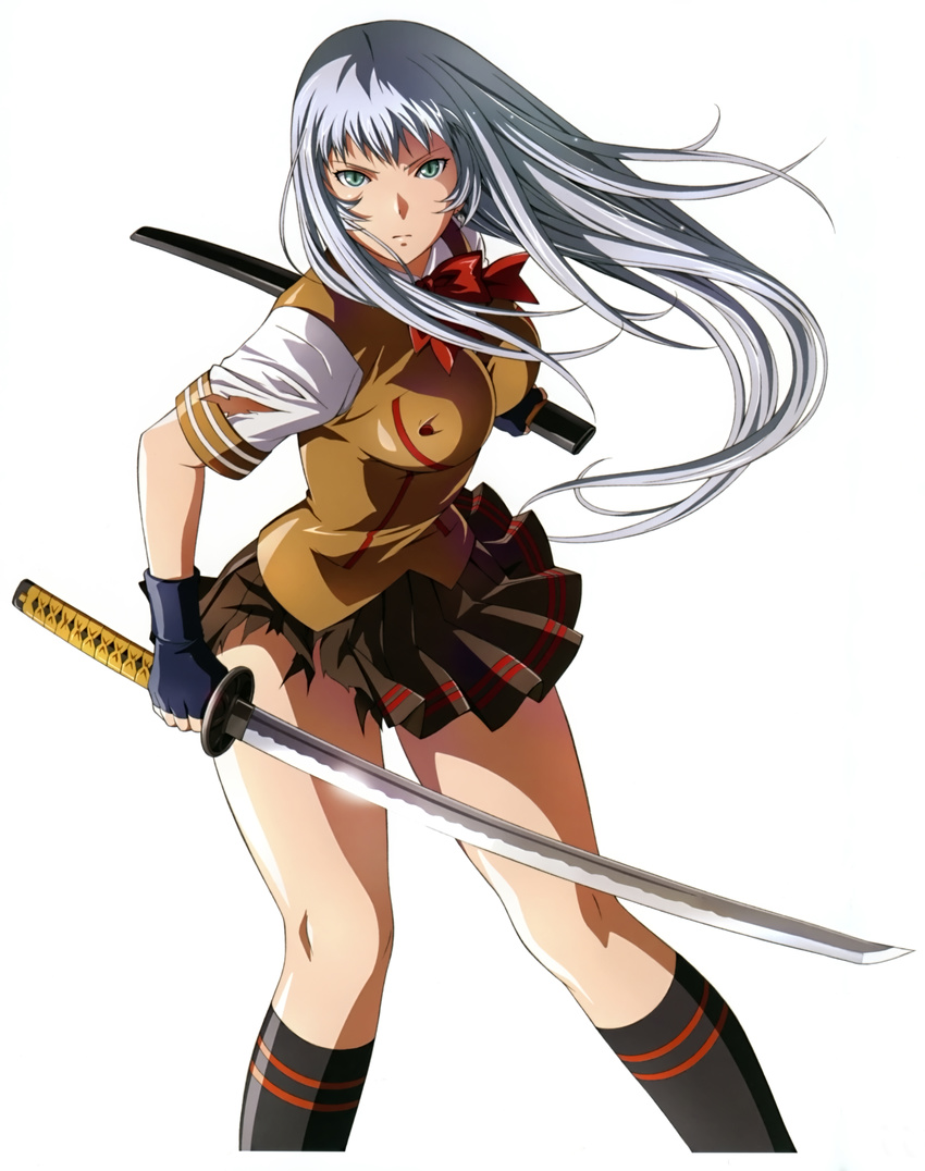 chouun_shiryuu ikkitousen rin_sin seifuku sword torn_clothes