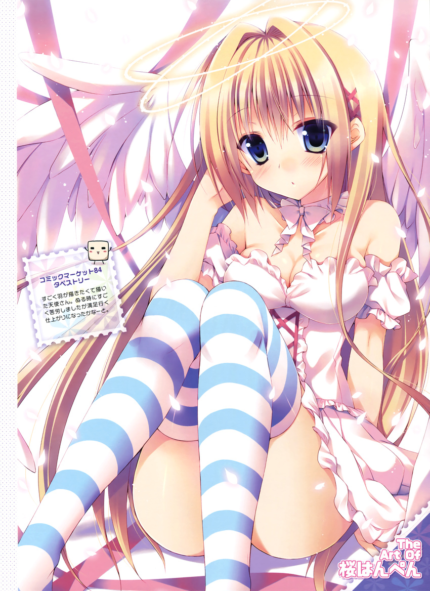 cleavage dress sakura_hanpen summer_dress thighhighs wings