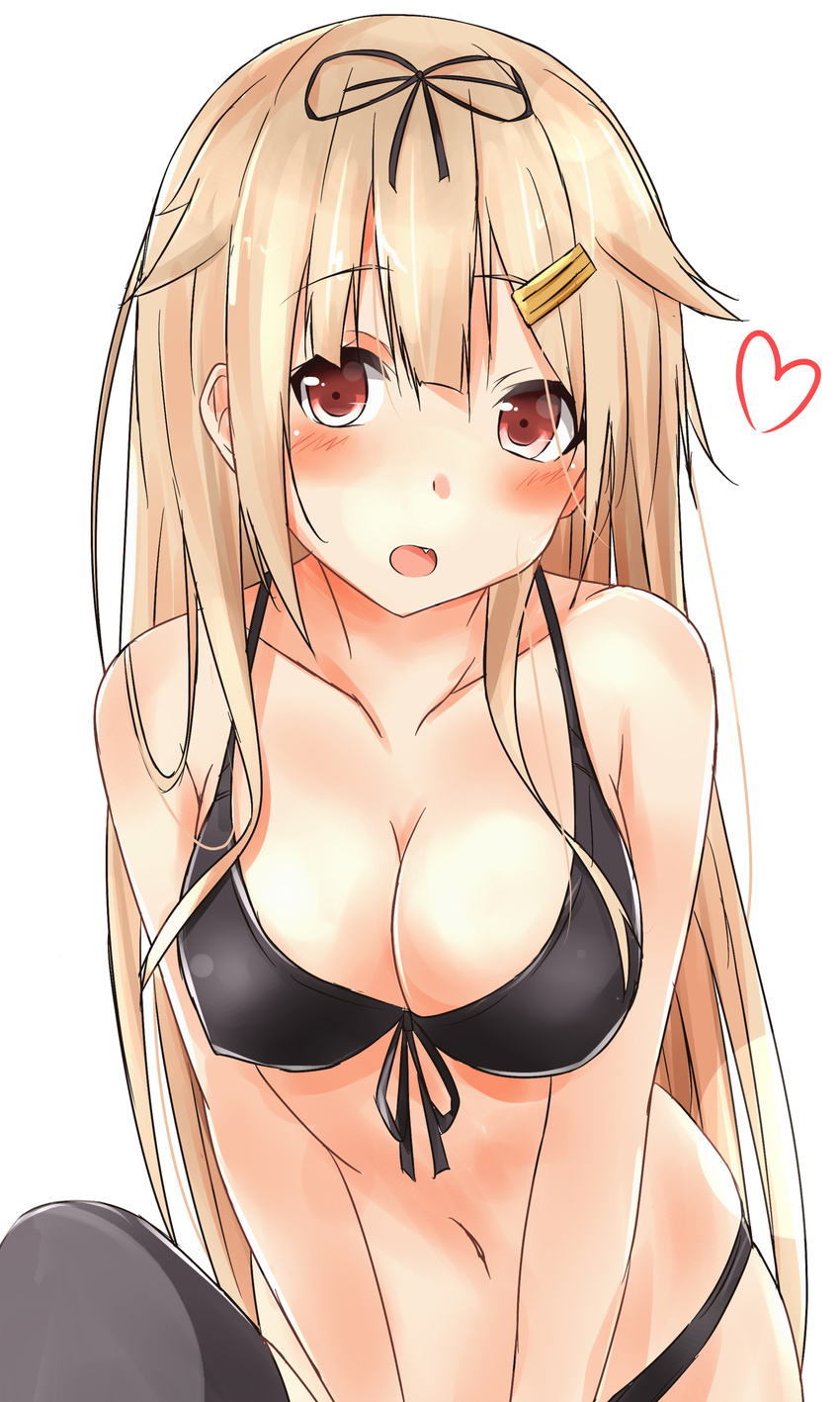 bikini cleavage erect_nipples kantai_collection saku_(kudrove) swimsuits thighhighs yuudachi_(kancolle)