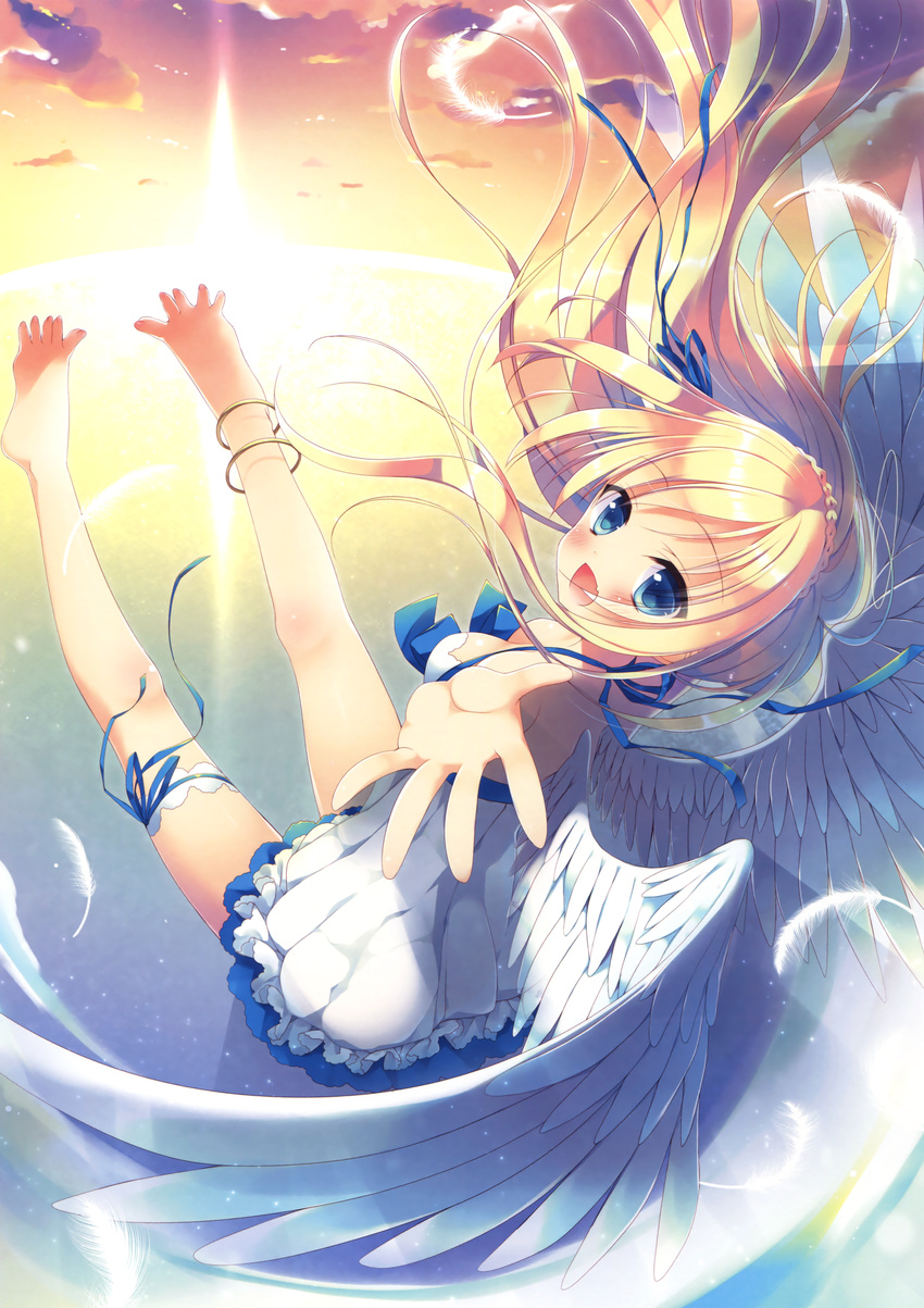 cleavage dress feet ichiri summer_dress wings