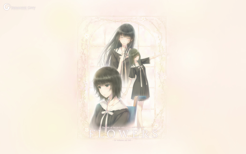 flowers innocent_grey seifuku shirahane_suou sugina_miki takasaki_chidori wallpaper yaegaki_erika