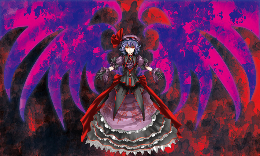 bad_id bad_pixiv_id blue_hair hat highres red_eyes remilia_scarlet short_hair solo tenjiku_nezumi touhou wings