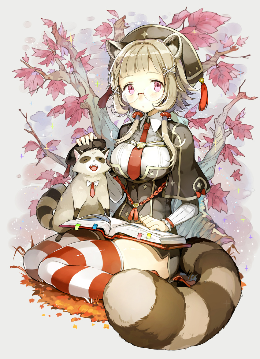 animal_ears cocorip megane seifuku tail thighhighs