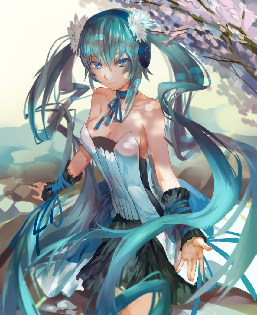 7th_dragon 7th_dragon_2020 avamone cleavage dress hatsune_miku headphones vocaloid