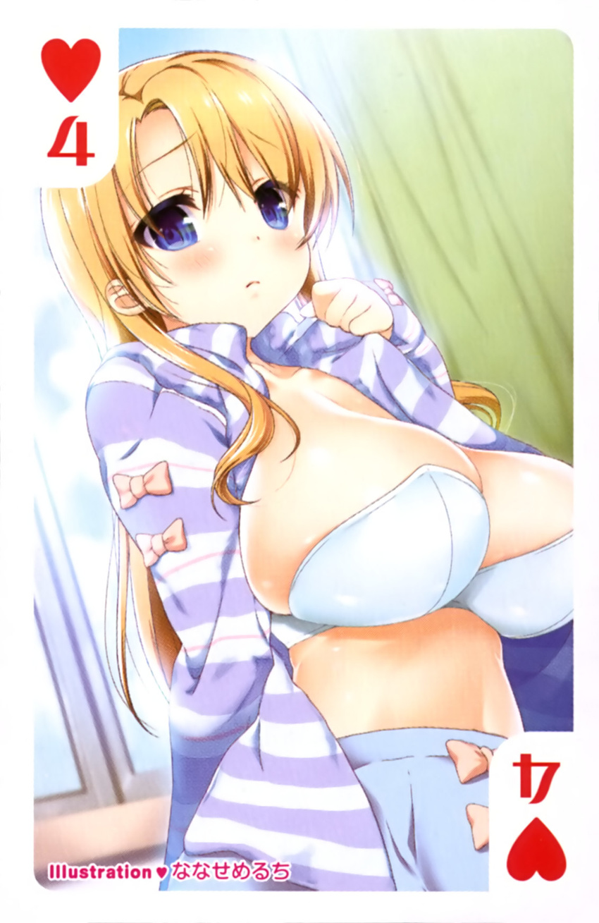 bra card cleavage nanase_meruchi open_shirt