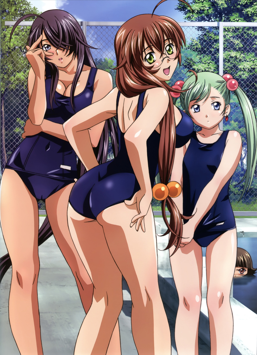 ass cameltoe chouhi_ekitoku cleavage ikkitousen ikkitousen~dragon_destiny~ kanu_unchou megane rin_sin ryuubi_gentoku school_swimsuit shokatsuryou_koumei swimsuits