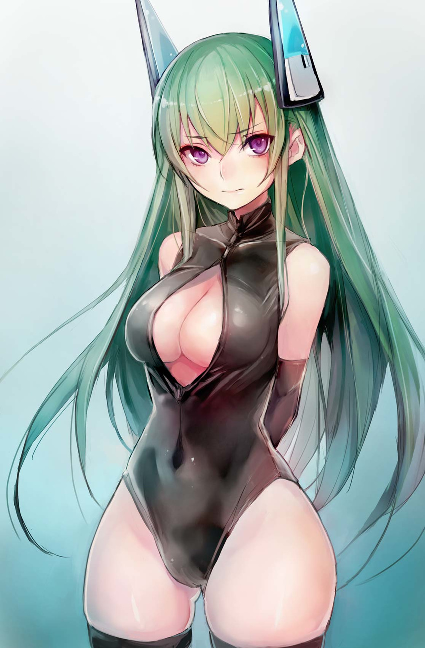 cleavage leotard no_bra open_shirt taishi_(picchiridou) thighhighs