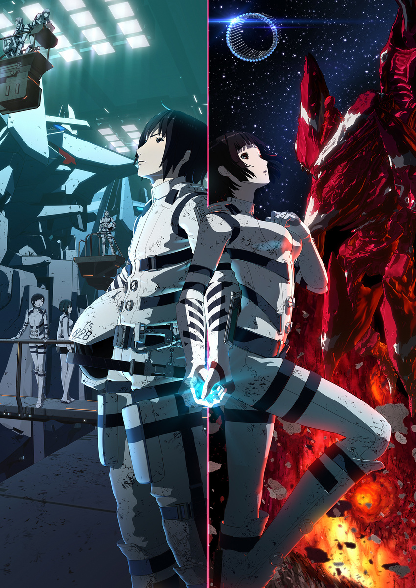 bodysuit en_honoka gun hoshijiro_shizuka izana_shinatose knights_of_sidonia mecha monster monster_girl norio_kunato tanikaze_nagate weapon yuhata_midorikawa