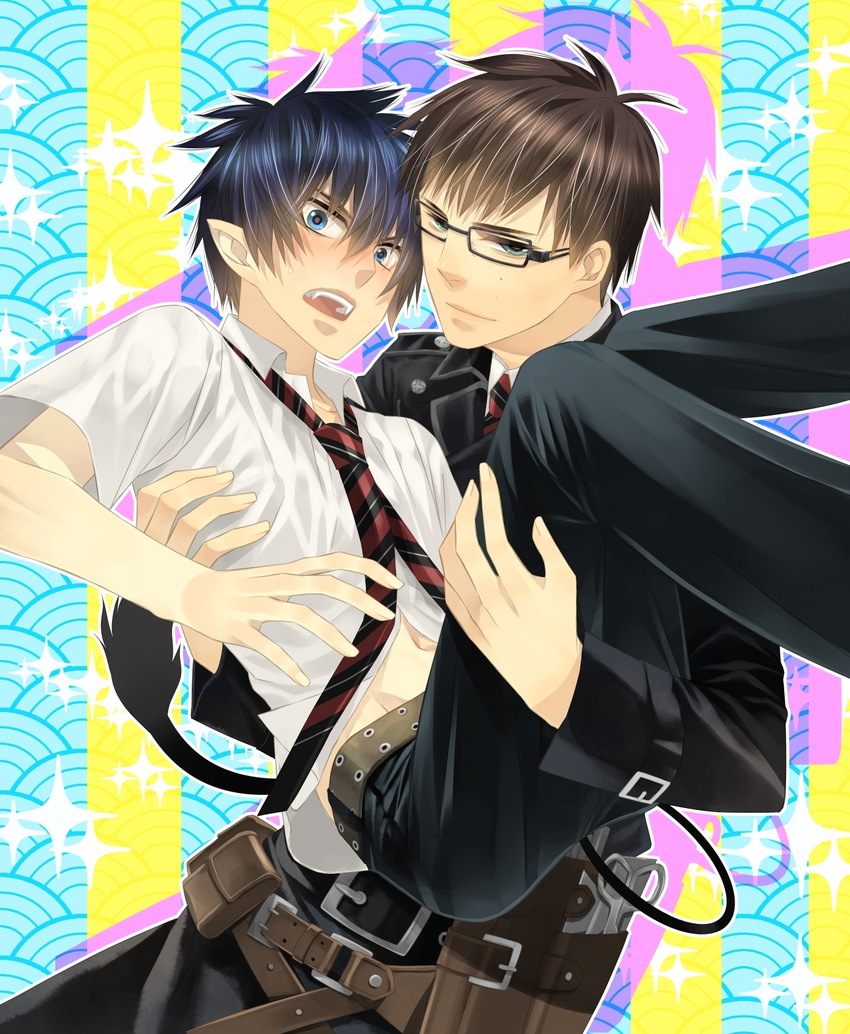 ao_no_exorcist male megane okumura_rin okumura_yukio shijuuhachi tail