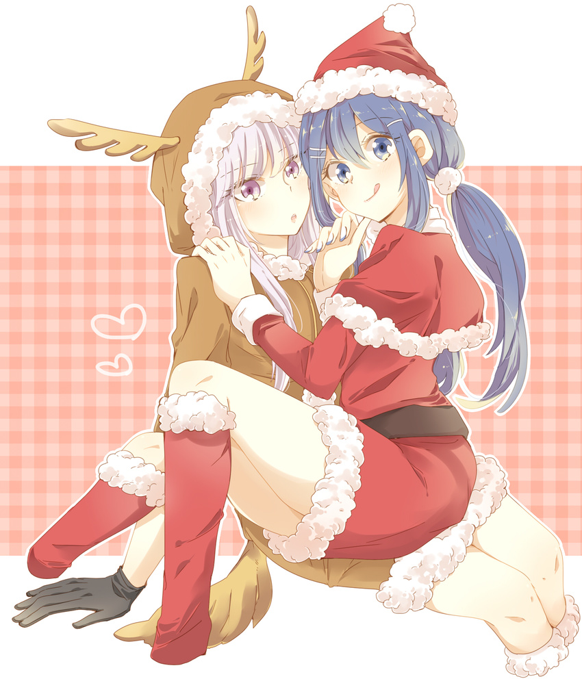 christmas dangan-ronpa dress horns kirigiri_kyouko maizono_sayaka tagme tail