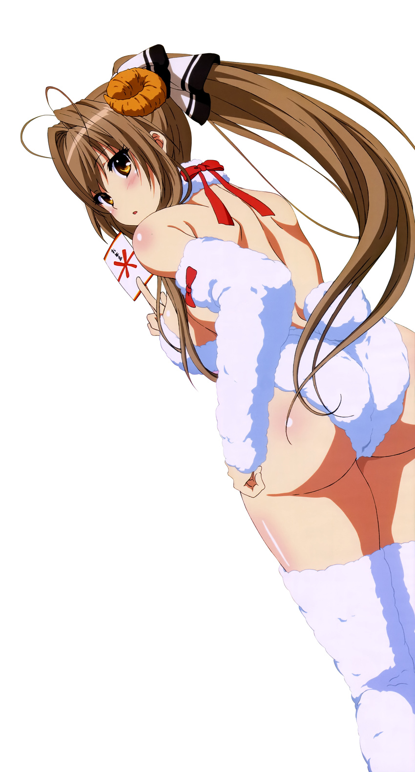 akami_yuuko amagi_brilliant_park ass horns no_bra sento_isuzu tail thighhighs