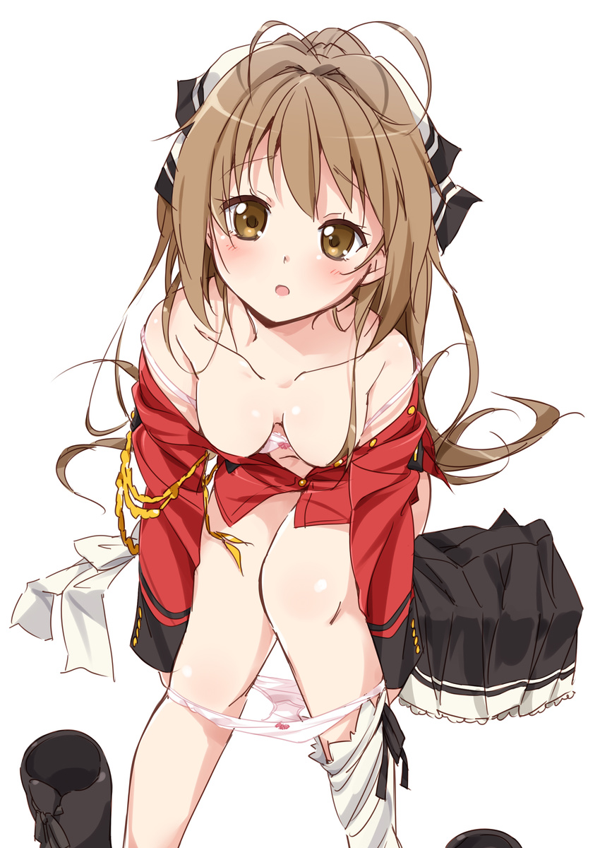 amagi_brilliant_park bra cleavage moso pantsu panty_pull sento_isuzu undressing uniform