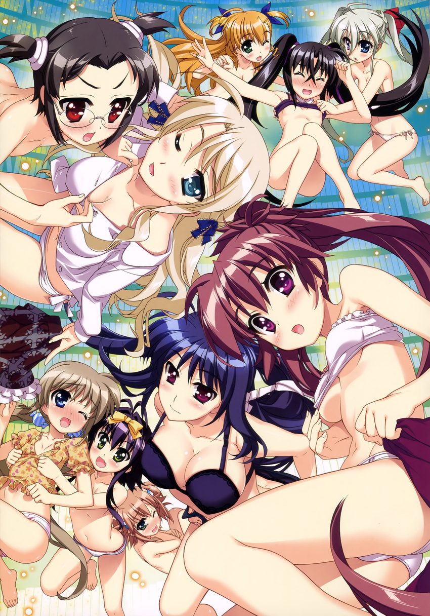 bottomless bra cleavage corona_timir einhart_stratos els_tasmin fujima_takuya harry_tribeca heterochromia mahou_shoujo_lyrical_nanoha mahou_shoujo_lyrical_nanoha_vivid megane micaiah_chevelle miura_rinaldi naked no_bra pantsu rio_wezley sieglinde_jeremiah string_panties topless underboob undressing victoria_dahlgren vivio