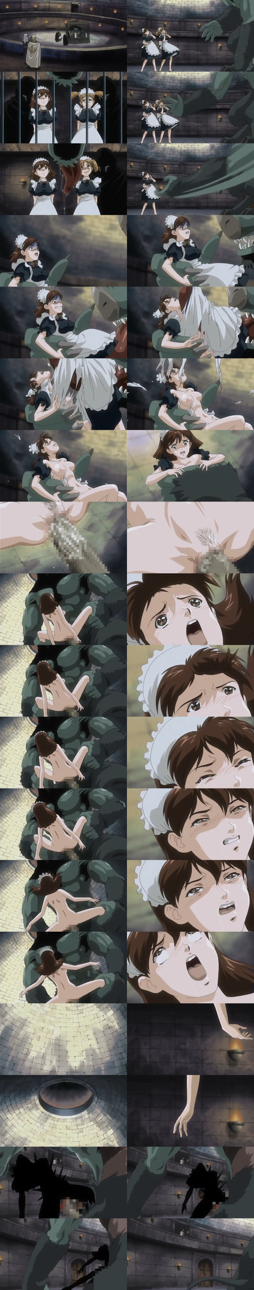 anal brown_eyes brown_hair censored double_penetration himekishi_lilia maid ogre rape sequential sex