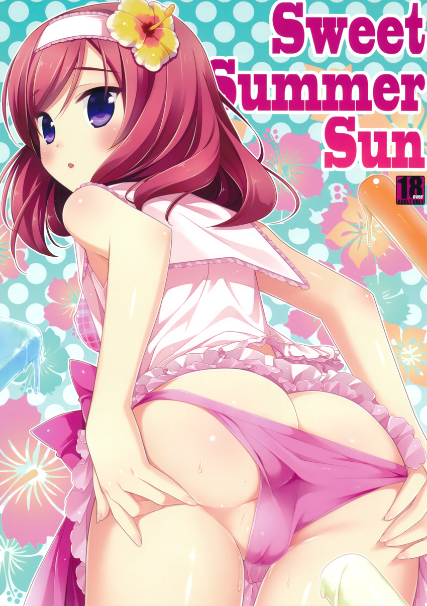 ass berry_bagel cameltoe erect_nipples kanekiyo_miwa love_live! nishikino_maki panty_pull swimsuits