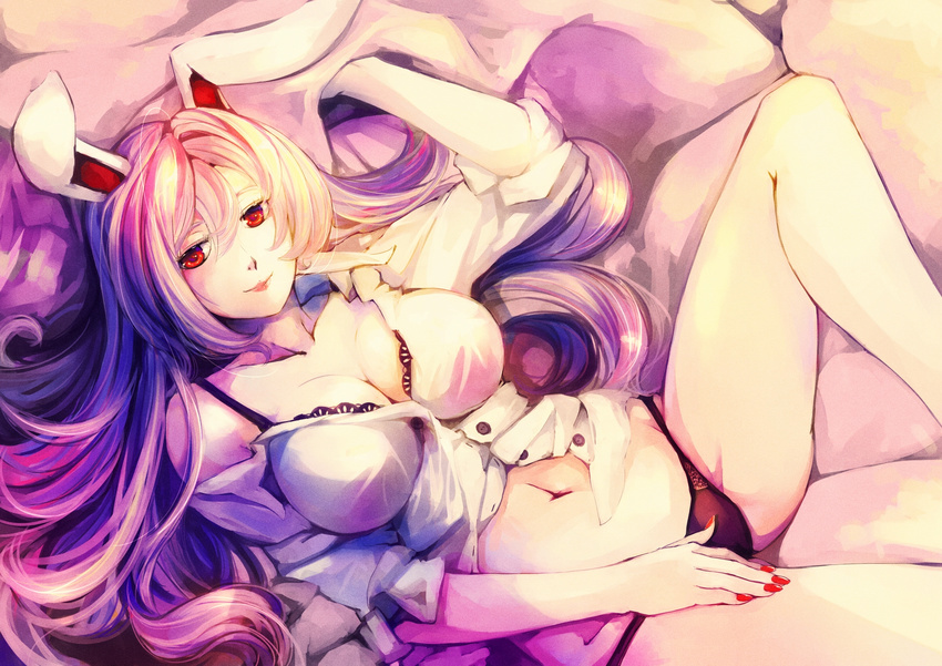 animal_ears bra bunny_ears cleavage kalalasan pantsu reisen_udongein_inaba touhou