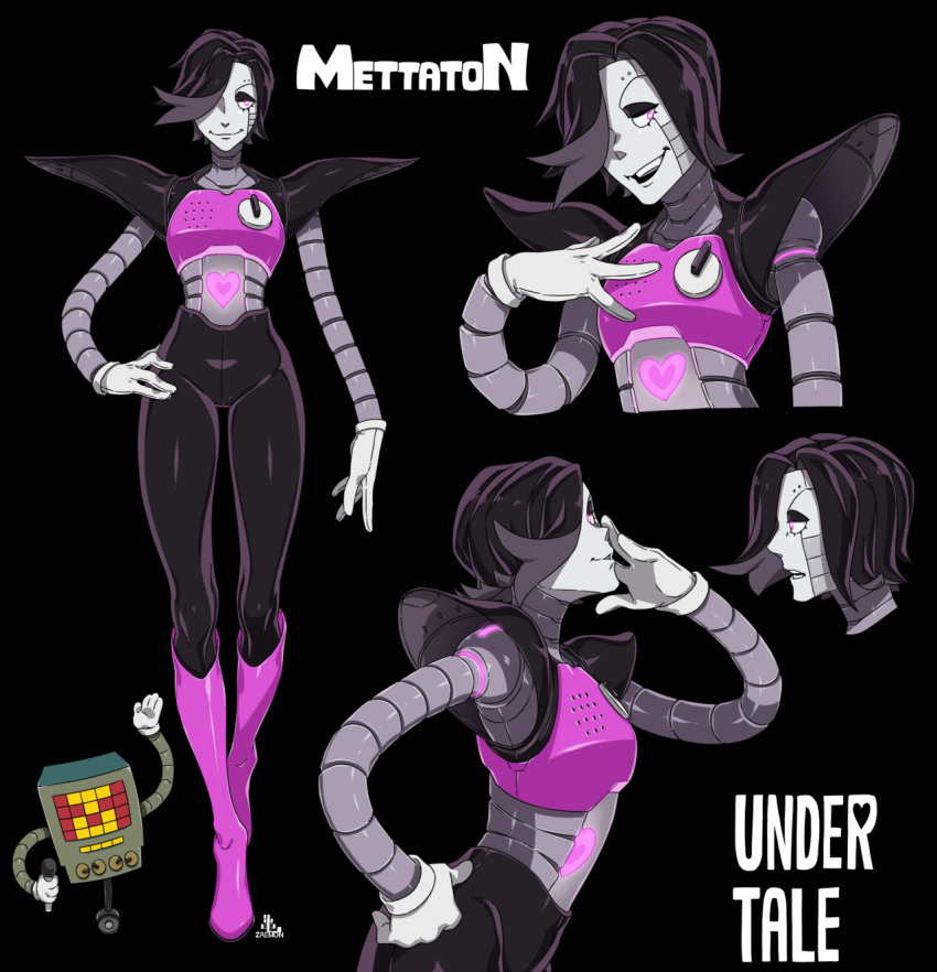 &lt;3 black_background english_text humanoid japanese_text machine mettaton mettaton_ex robot simple_background text undertale video_games zaemon