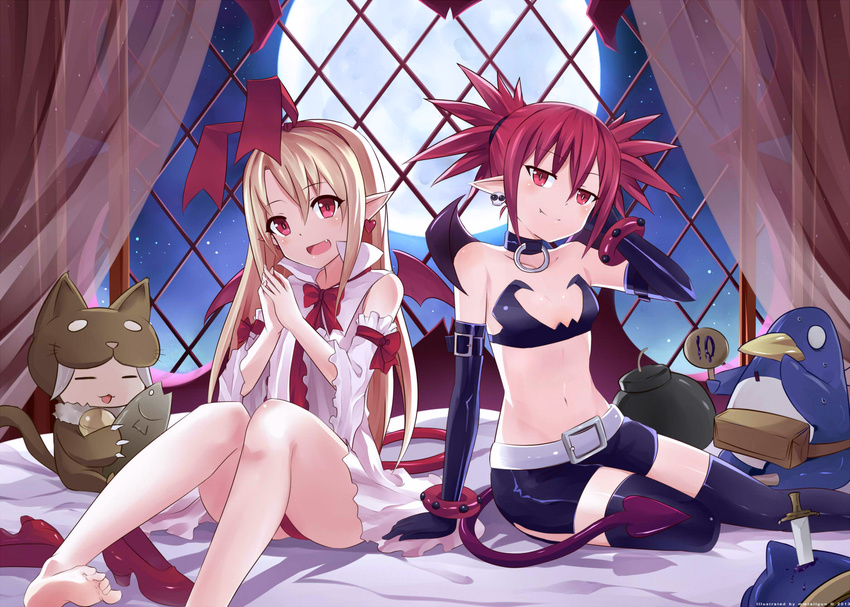 disgaea etna flonne jpeg_artifacts mmrailgun pointy_ears prinny tail thighhighs wings