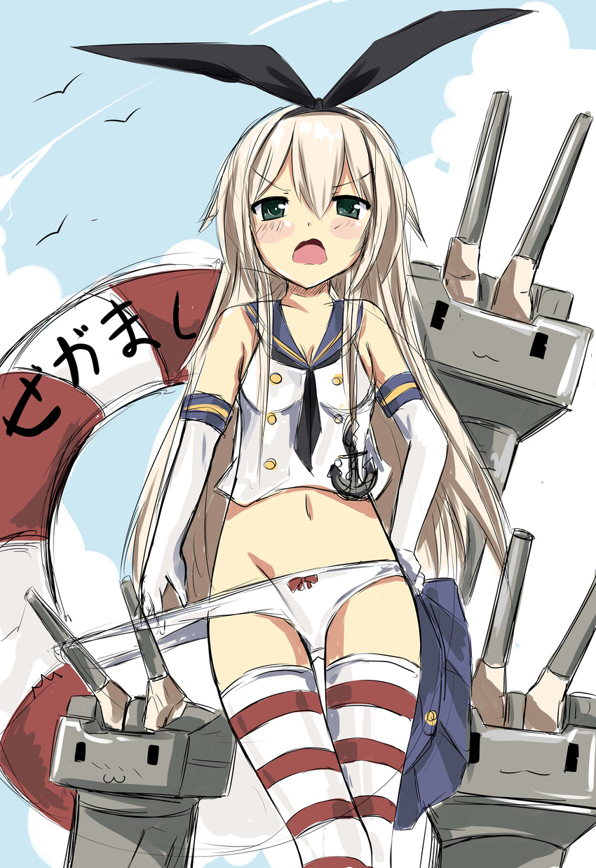 cleavage kantai_collection pantsu panty_pull sakuraba_hikaru shimakaze_(kancolle) thighhighs