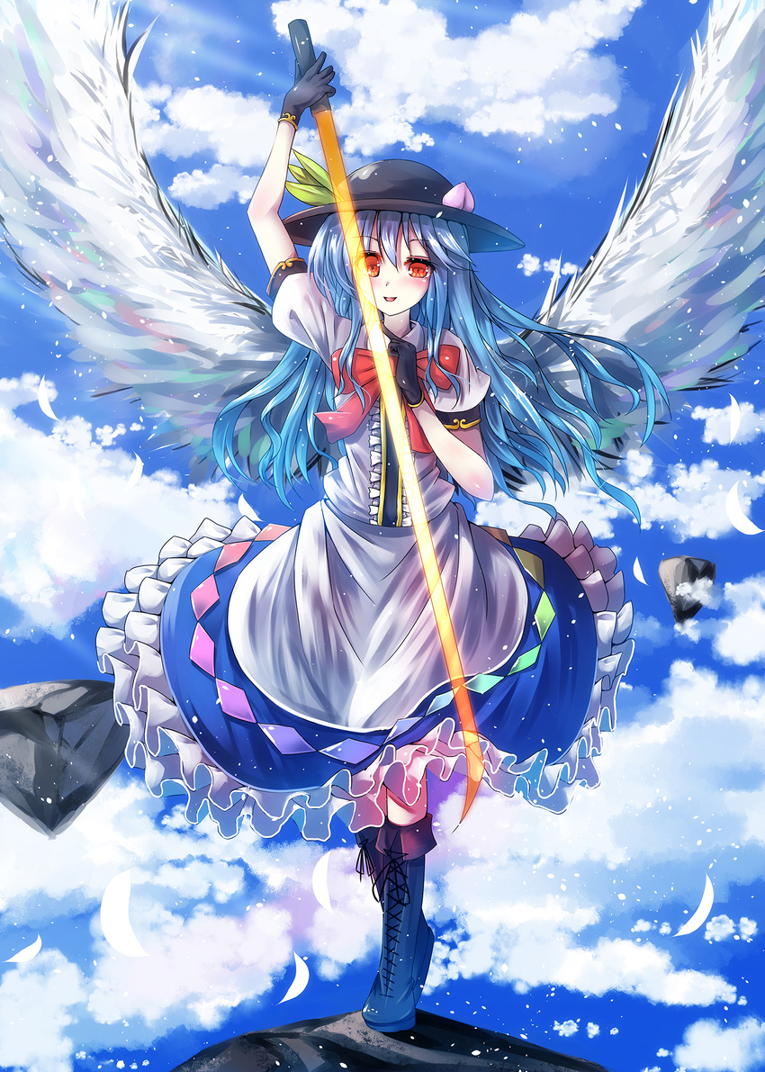 hinanawi_tenshi sword toritori_(yakitoriya) touhou wings