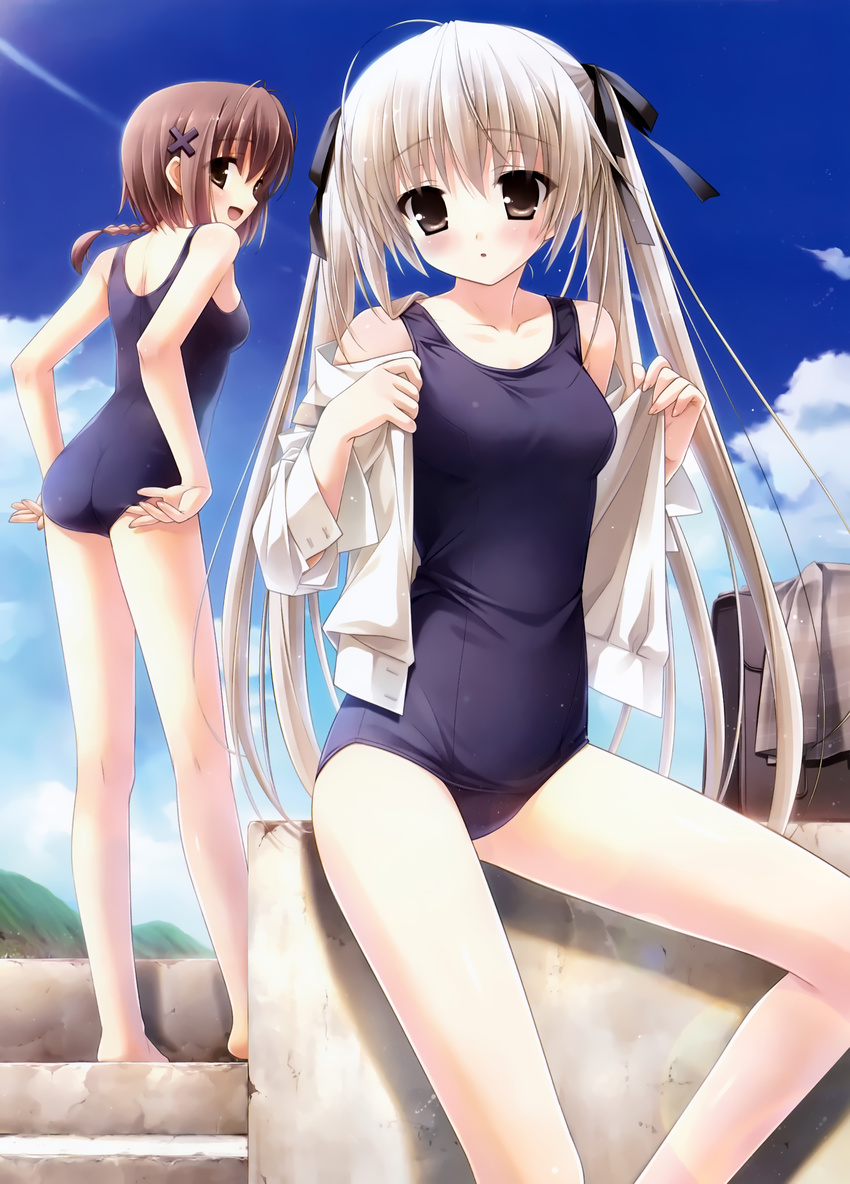 amatsume_akira kanekiyo_miwa kasugano_sora school_swimsuit swimsuits yosuga_no_sora