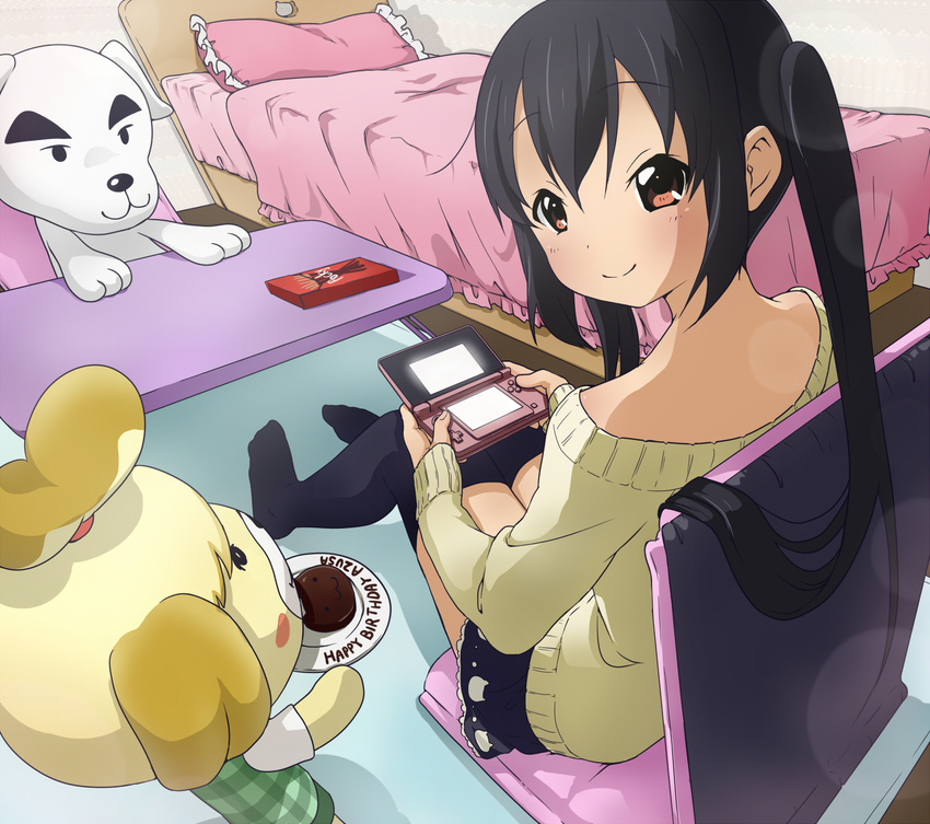 animal_crossing k-on! k.k._slider nakano_azusa shizue_(animal_crossing) waki_(pixiv2609622)