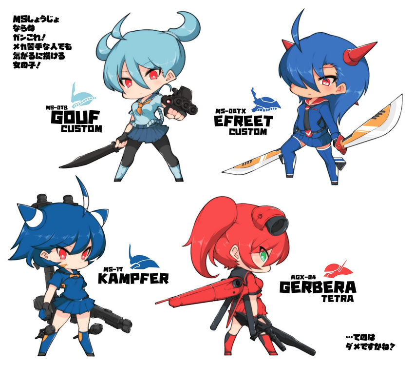 chibi gun gundam gundam_0080 gundam_side_story:_the_blue_destiny mecha_musume mobile_suit_gundam sword the_08th_ms_team yajirushi_kaku