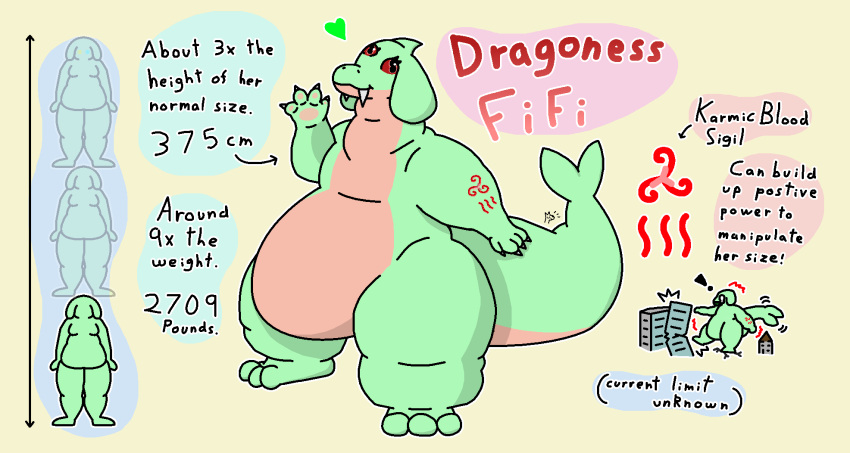 3_eyes after_transformation annotated annotation anthro aquatic bananacasing11_(artist) belly_overhang big_feet big_tail biped body_size_growth building building_destruction claws description destruction dragon fangs fat_neck feet female fifi_frog fin frog_feet gesture green_body green_paws green_skin head_fin hi_res huge_tail measurements multi_eye multi_pupil multicolored_body multicolored_skin mythological_creature mythological_scalie mythology nude obese obese_anthro obese_female occult_symbol overweight overweight_anthro overweight_female pastel_background pawpads paws red_eyes red_sclera scalie sigil simple_background size_difference size_transformation snout solo species_transformation striped_body stripes symbol tail tail_fin teeth thick_arms thick_tail thick_thighs toony transformation two_tone_body two_tone_skin waving waving_at_viewer weight_difference wide_hips