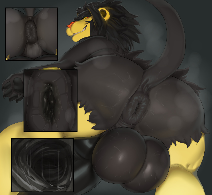 absurd_res anthro anus backsack balls big_balls big_butt big_penis black_fur black_hair butt cutaway digital_media_(artwork) fan_character fur hair hi_res huge_balls huge_butt huge_penis hyper internal justmegabenewell kuroodod_(fursona) looking_back luxray male nintendo penis pok&eacute;mon pok&eacute;mon_(species) puffy_anus red_sclera simple_background solo sweat video_games yellow_eyes