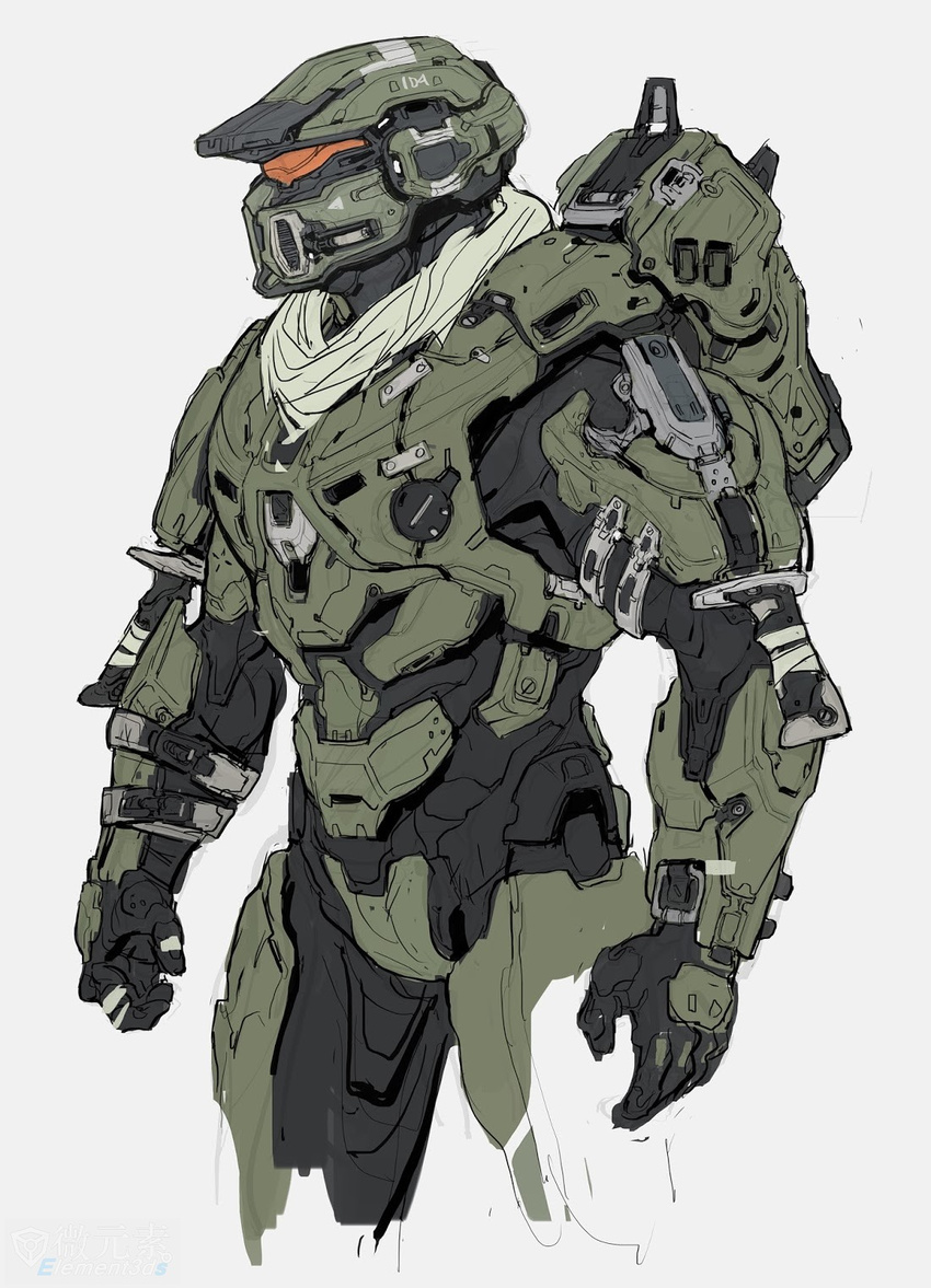 armor body_armor concept_art frederic-104 halo_(game) helmet highres knife kory_hubbell official_art original power_suit simple_background spartan white_background