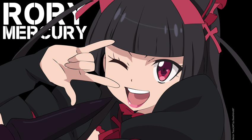 black black_hair gate_-_jieitai_ka_no_chi_nite_kaku_tatakaeri goth-loli long_hair red_eyes ribbons rory_mercury vector watermark wink