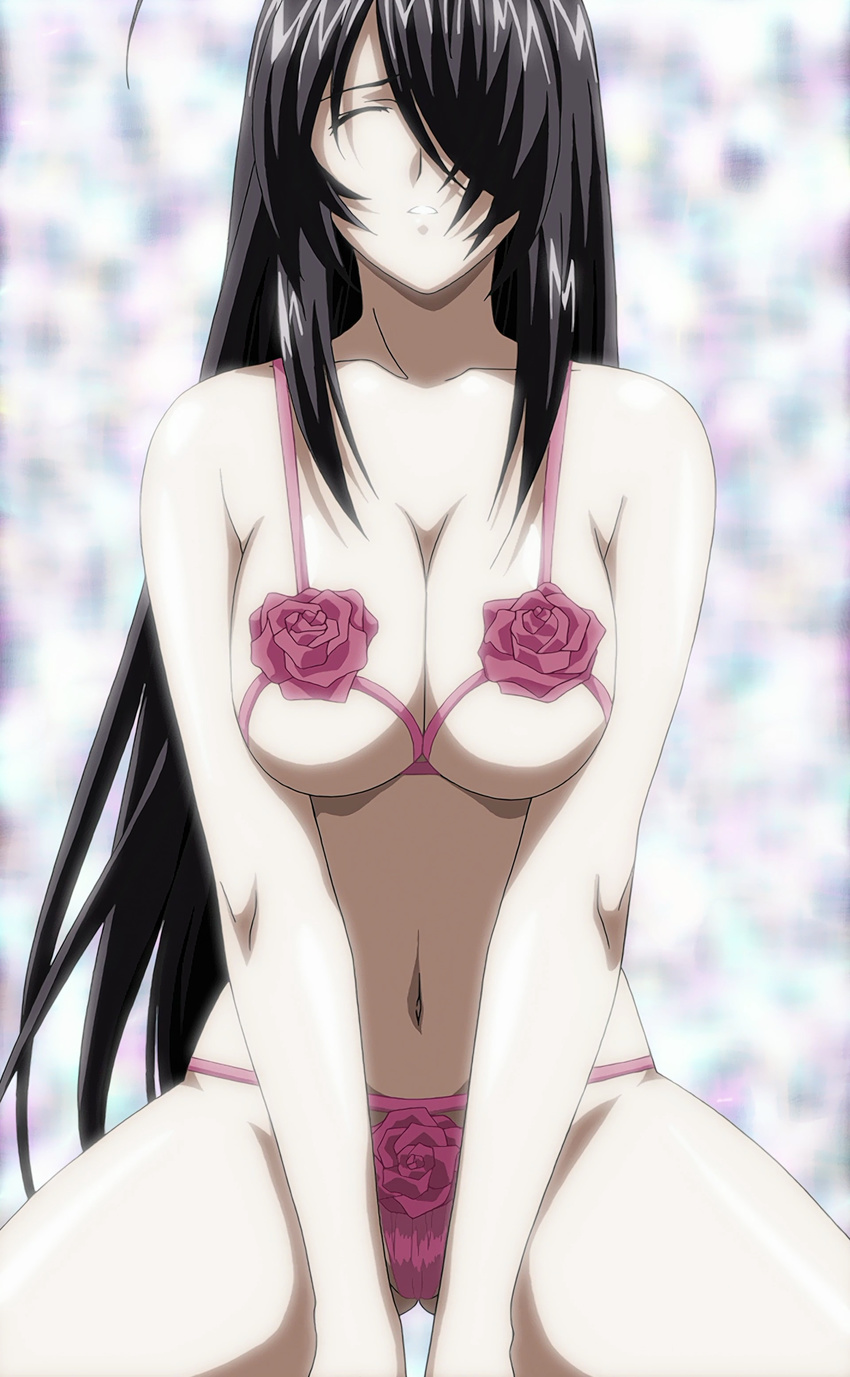 1girl bra breasts eyes_closed highres ikkitousen kan'u_unchou kan'u_unchou large_breasts long_hair panties screencap solo stitched underwear