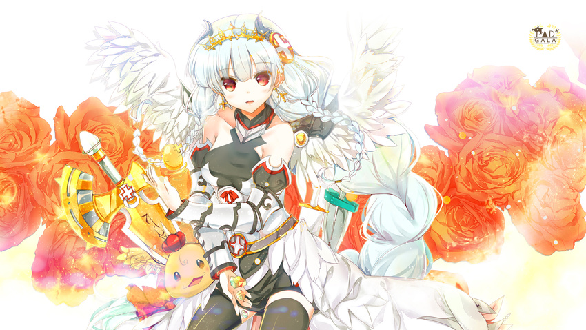 heco puzzle_&amp;_dragons thighhighs valkyrie_(p&amp;d) weapon wings