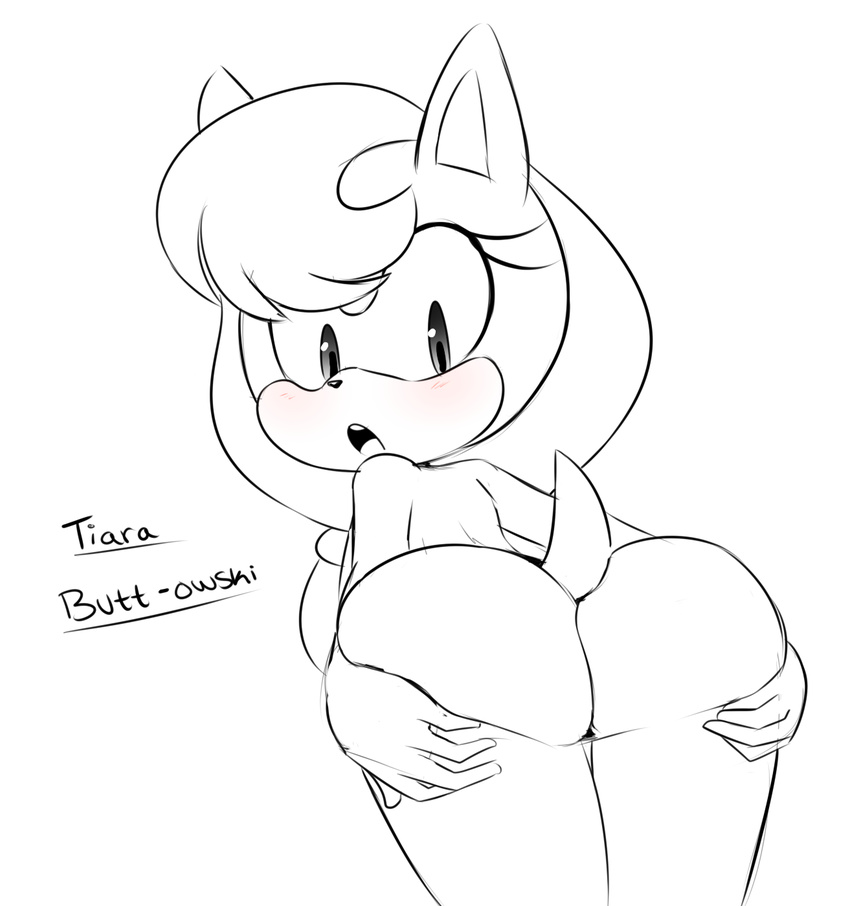 anthro bent_overr blush butt butt_grab english_text female hand_on_butt hearlesssoul hi_res looking_back mammal manx nude open_mouth smile solo sonic_(series) spread_butt spreading text tiara_boobowski
