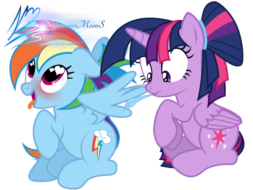 &lt;3 &lt;3_eyes 2014 absurd_res alpha_channel alternate_hairstyle blue_feathers blue_fur blush cutie_mark duo equine feathered_wings feathers female friendship_is_magic frown fur hair hi_res horn mammal multicolored_hair my_little_pony nightmaremoons open_mouth pegasus purple_eyes purple_feathers purple_fur rainbow_dash_(mlp) rainbow_hair red_eyes simple_background spread_wings tongue tongue_out transparent_background twilight_sparkle_(mlp) winged_unicorn wings