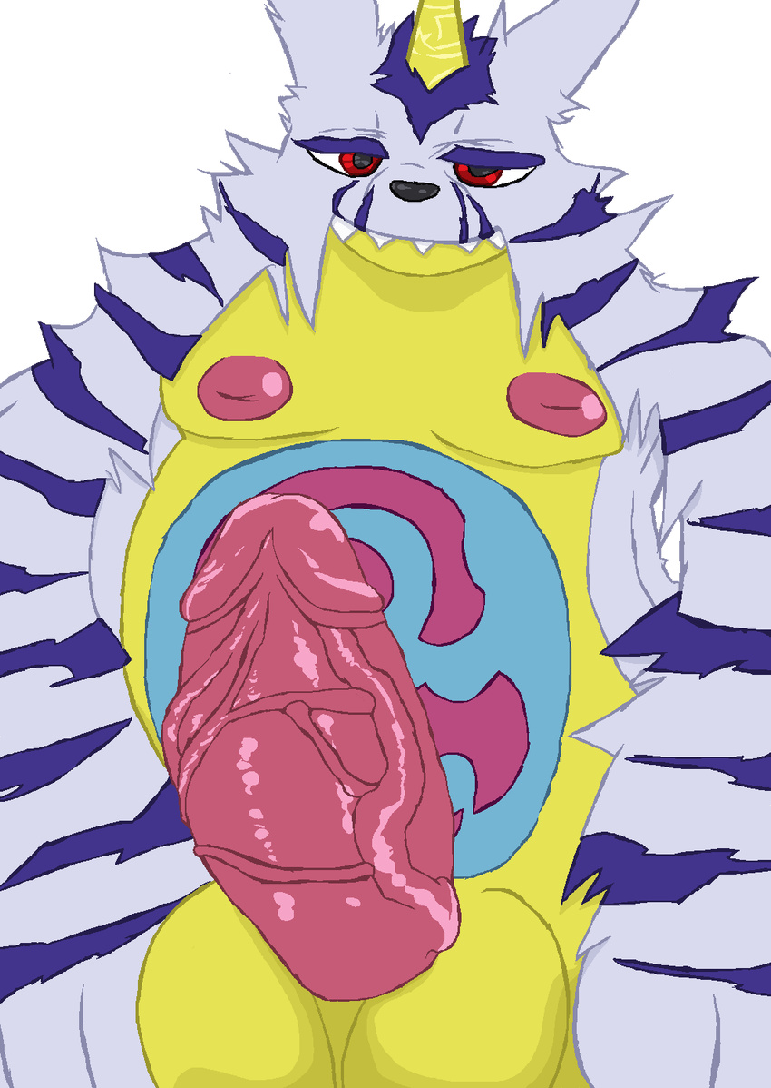 balls belly big_balls big_belly big_nipples blood_veins chin digimon ekataraf ekatarafu erection eyebrows fur fur_pattern gabumon grey_fur hi_res horn humanoid_penis hyper hyper_penis invalid_tag lazy_eyes looking_at_viewer male male_nipples masked moobs nipples pattern paws penis pointy_ears pointy_fur purple_pattern purple_stripes red_eyes reptile scalie sharp_teeth slightly_chubby smile solo stripes symbol symbol_on_belly symbol_on_horn teeth vein yellow_skin エカタラフ