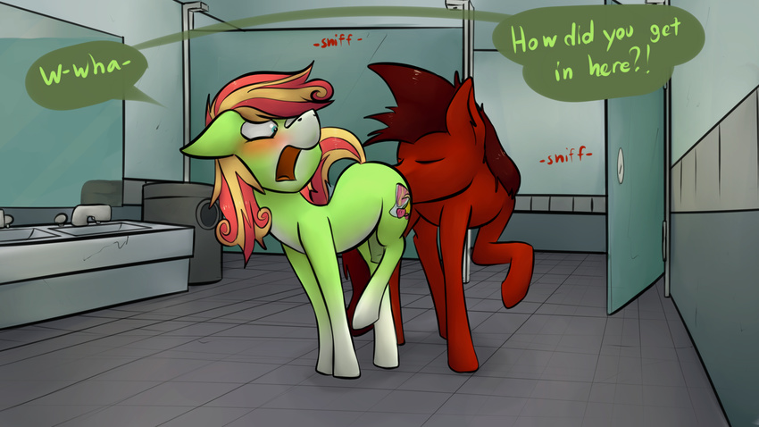 bathroom dialogue duo equine fan_character forced hi_res horse male male/male mammal mango_tango mars_miner marsminer my_little_pony pony rape sniffing