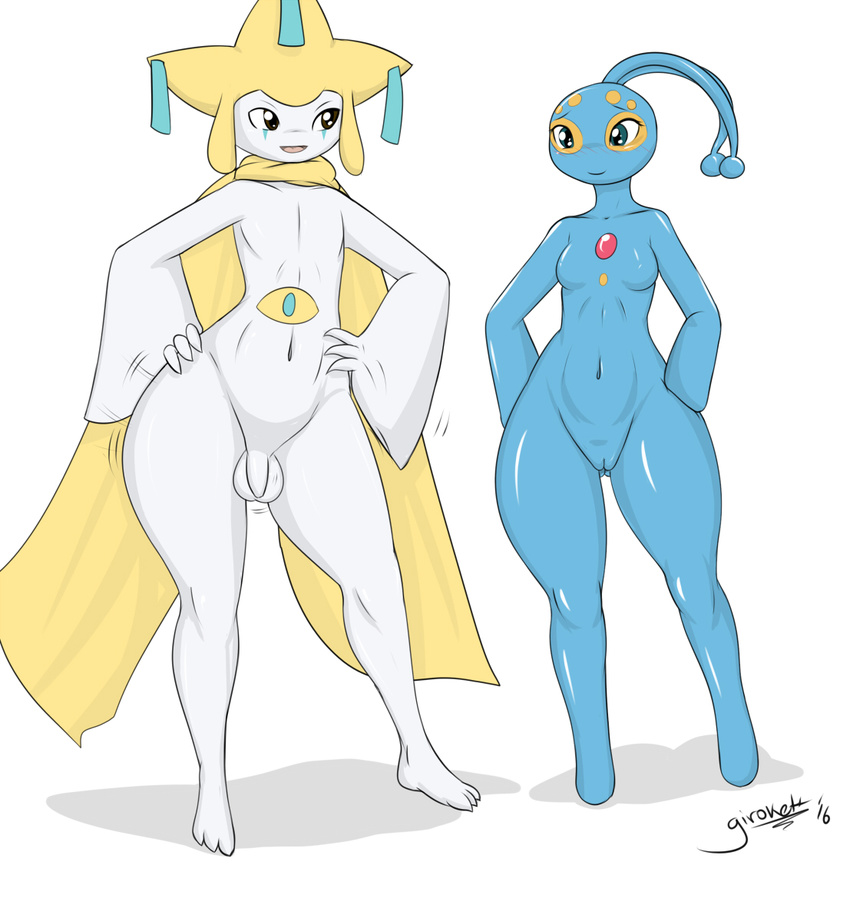 anthro backsack balls breasts butt duo female girly girokett hi_res jirachi legendary_pok&eacute;mon male manaphy nintendo nude penis pok&eacute;mon pussy video_games wide_hips