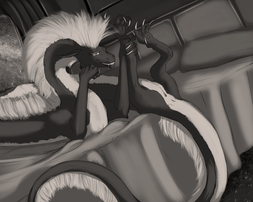 anus bed dragon eastern_dragon female feral lucky_dragoness presenting presenting_pussy pussy solo