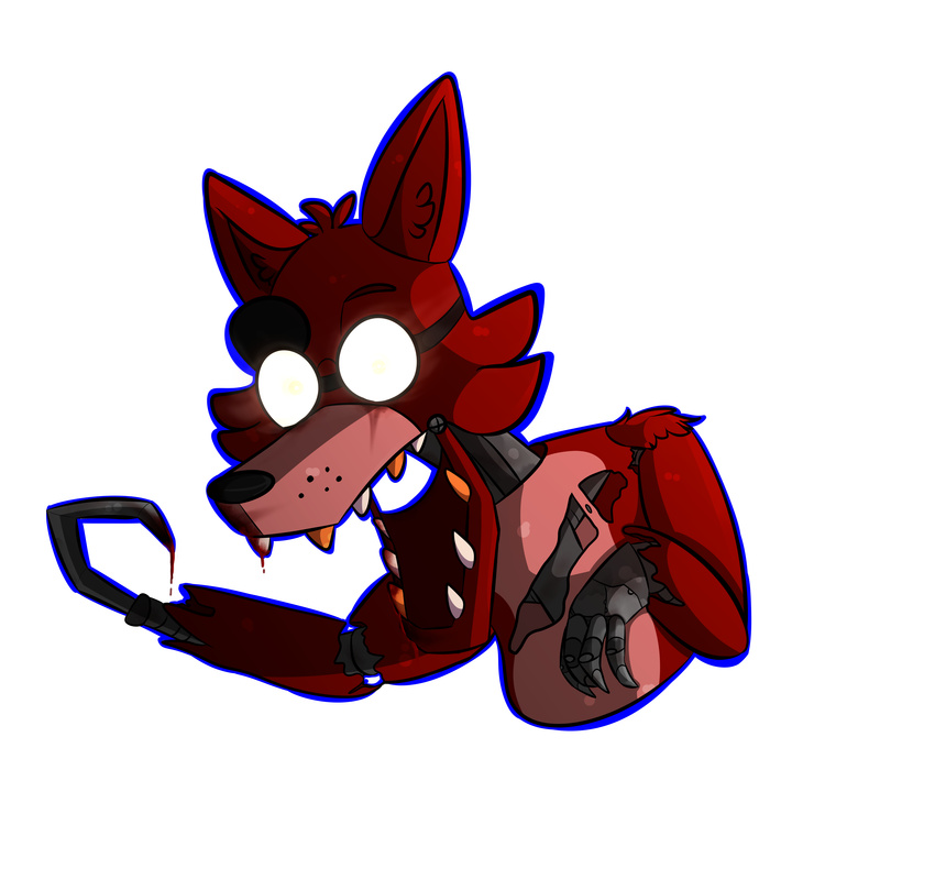 2015 absurd_res animatronic blood canine five_nights_at_freddy's fox foxy_(fnaf) glowing glowing_eyes hedgiemuffins hi_res hook machine male mammal robot solo video_games